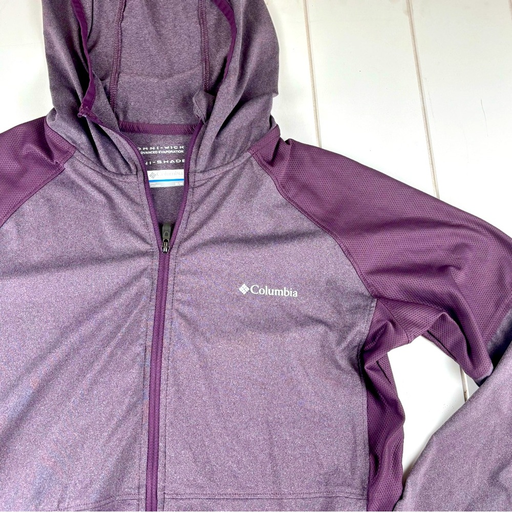 🏃‍♀️Women’s Small Columbia Lightweight Full Zip Purple Hooded Running Jacket